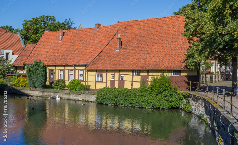 Old houses at a canal in Steinfurt
