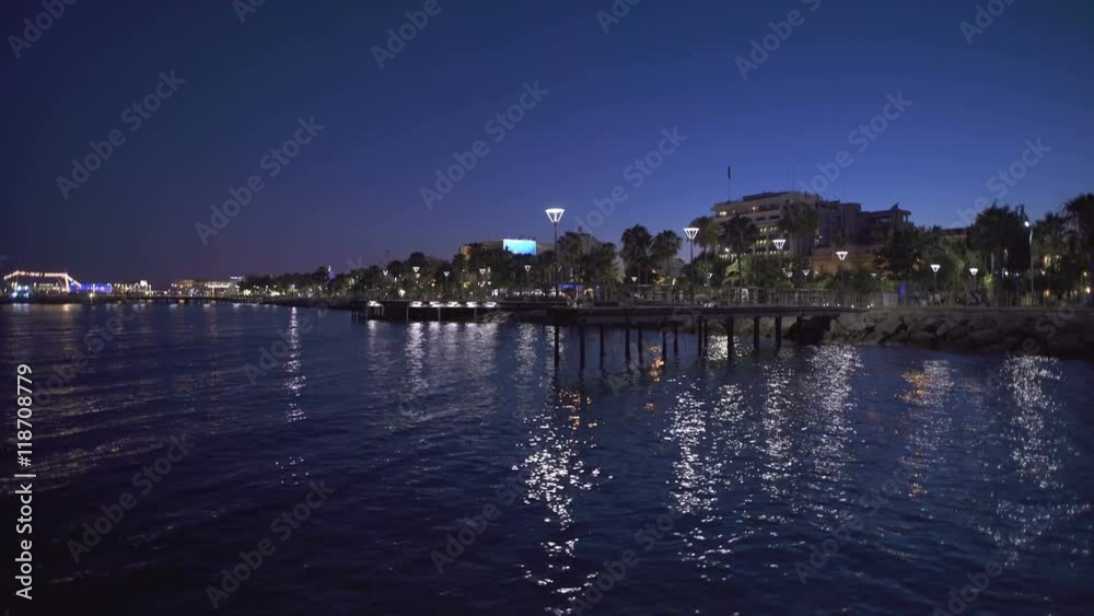 Port of limassol at night time. Reflection of the lights Port of limassol at night time. Reflection of the lights