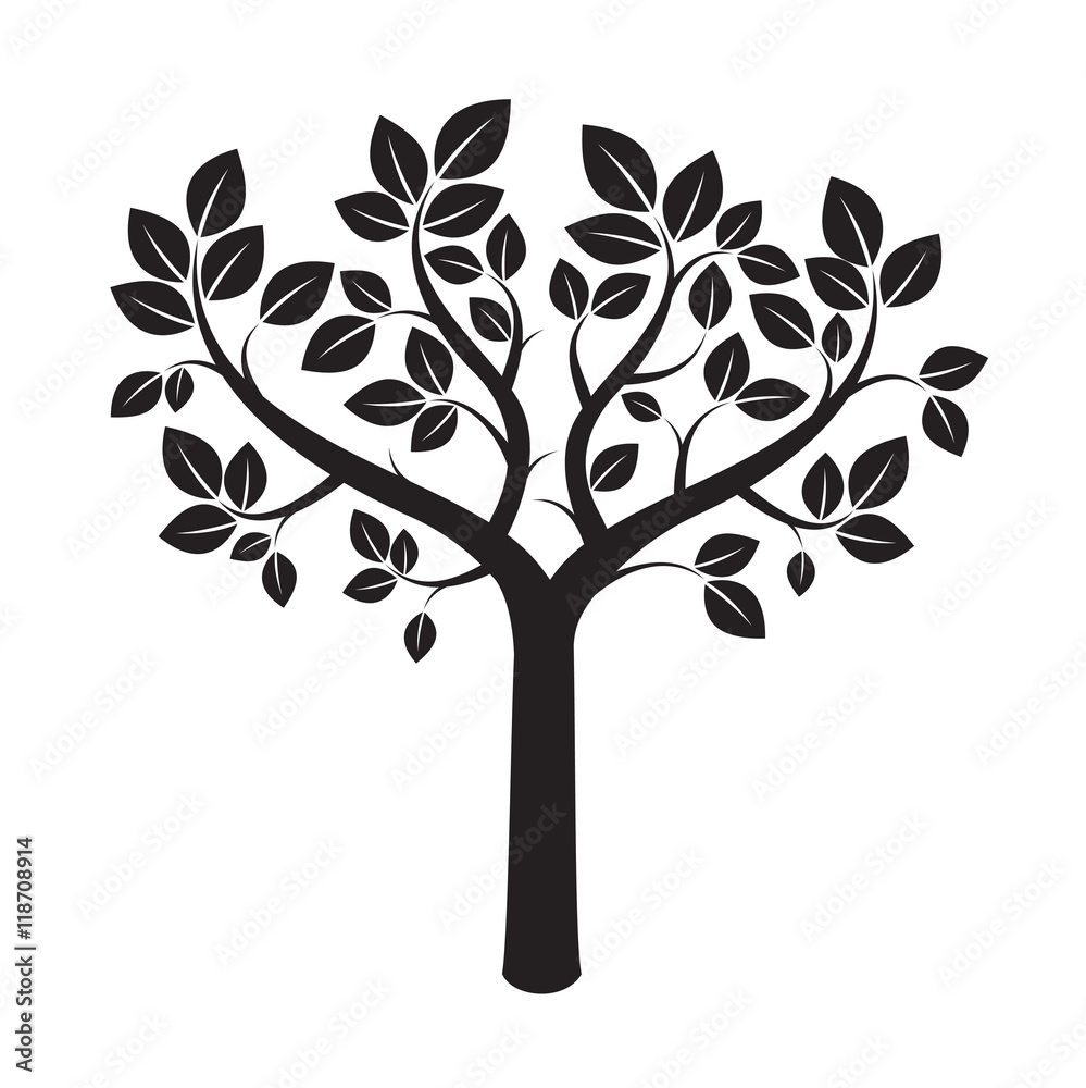 Obraz premium Shape of Black Tree. Vector Illustration.