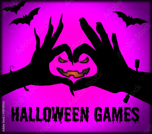 Halloween Games Means Trick Or Treat And Entertainment