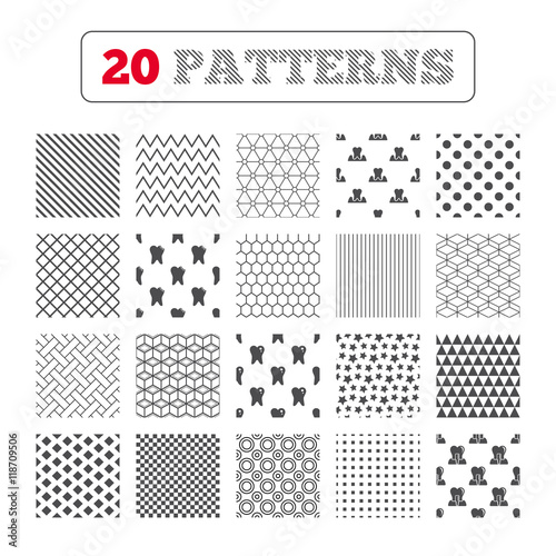 Dental care icons. Caries tooth and implant.