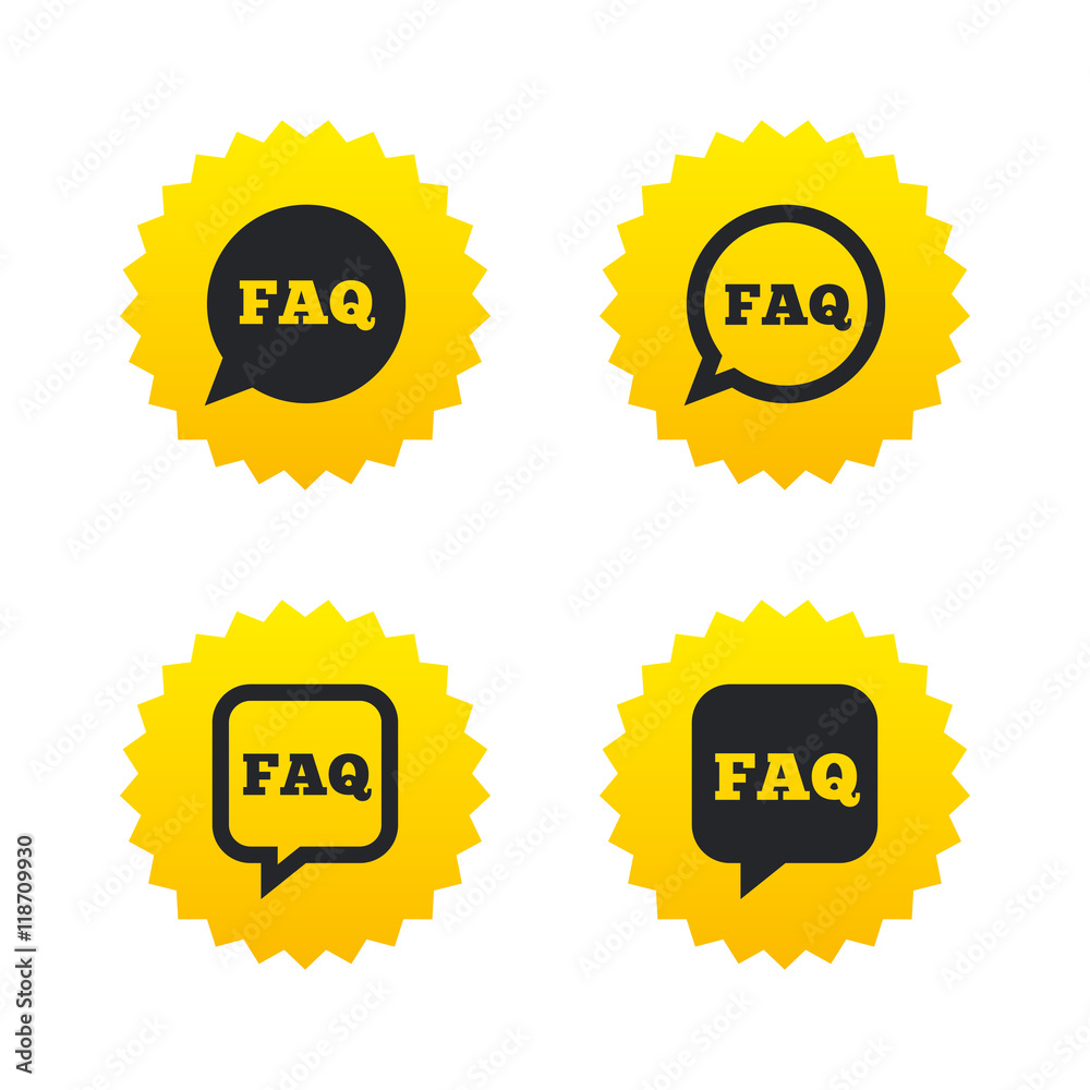 FAQ information signs. Help speech bubbles.