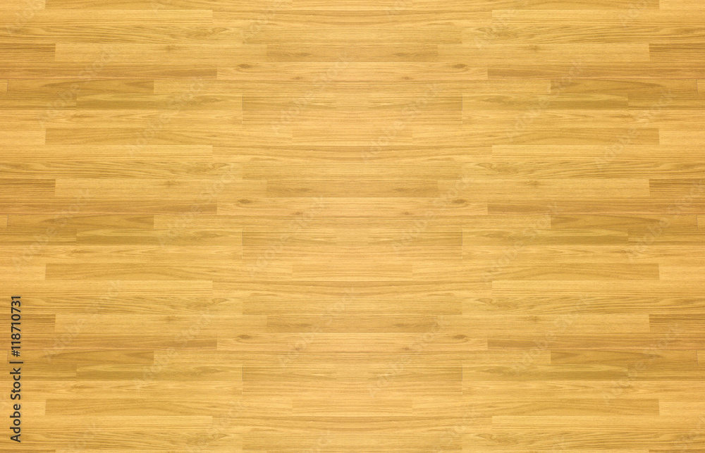 Fototapeta premium Maple hardwood basketball floor pattern as viewed from above.
