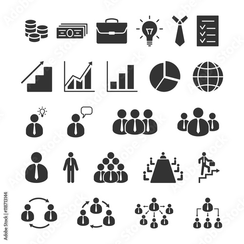 Business icons set. Office, finance, business, management, human resource