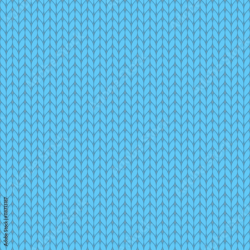 Blue knitted texture, seamless pattern, vector illustration