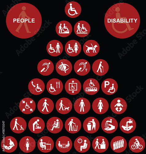 Pyramid disability and people Icon collection