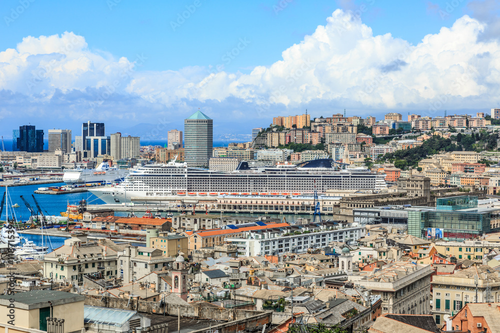Genoa port sea view with yachts