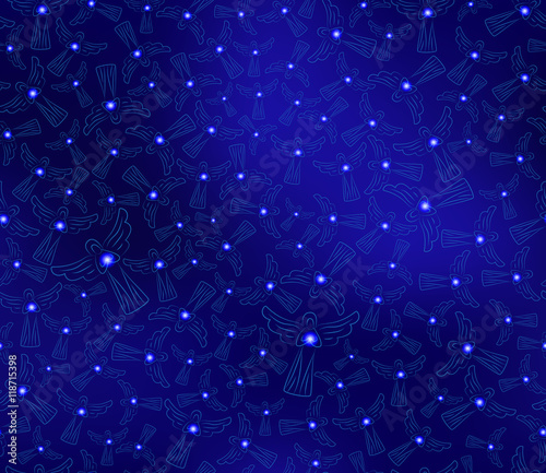 Fotografía Angels on blue background