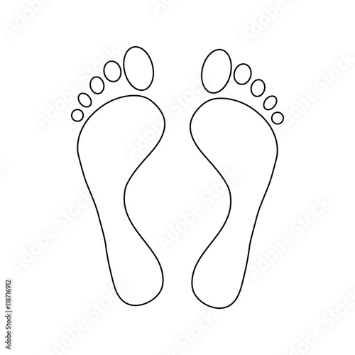 Human feet icon in outline style isolated on white background