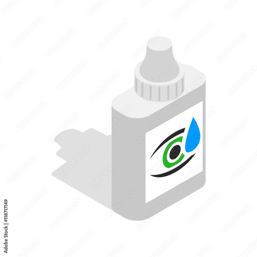 Eye drops icon in isometric 3d style isolated on white background. Vision symbol