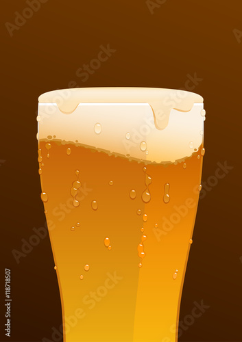 glass of delicious fresh cold beer on brown background
