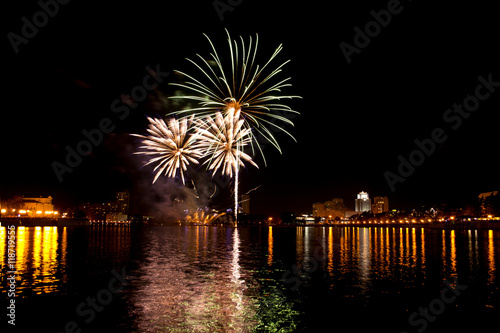 fireworks over the city pond