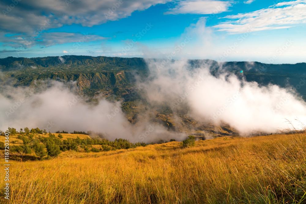 Beautiful view from the top of Batur volcano. Bali, Indonesia