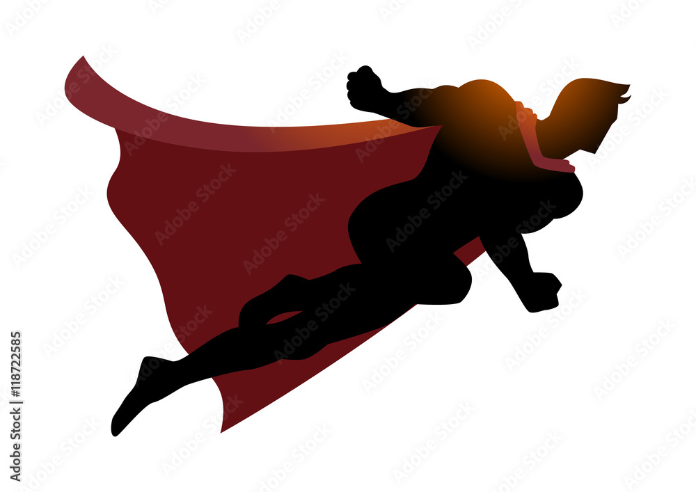 Cartoon silhouette of a superhero flying Stock Vector | Adobe Stock