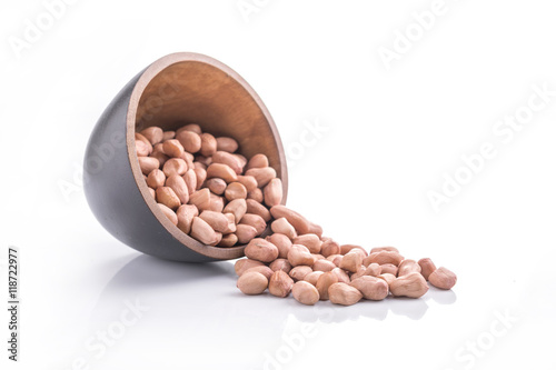 peeled peanuts a cup, isolated, photo