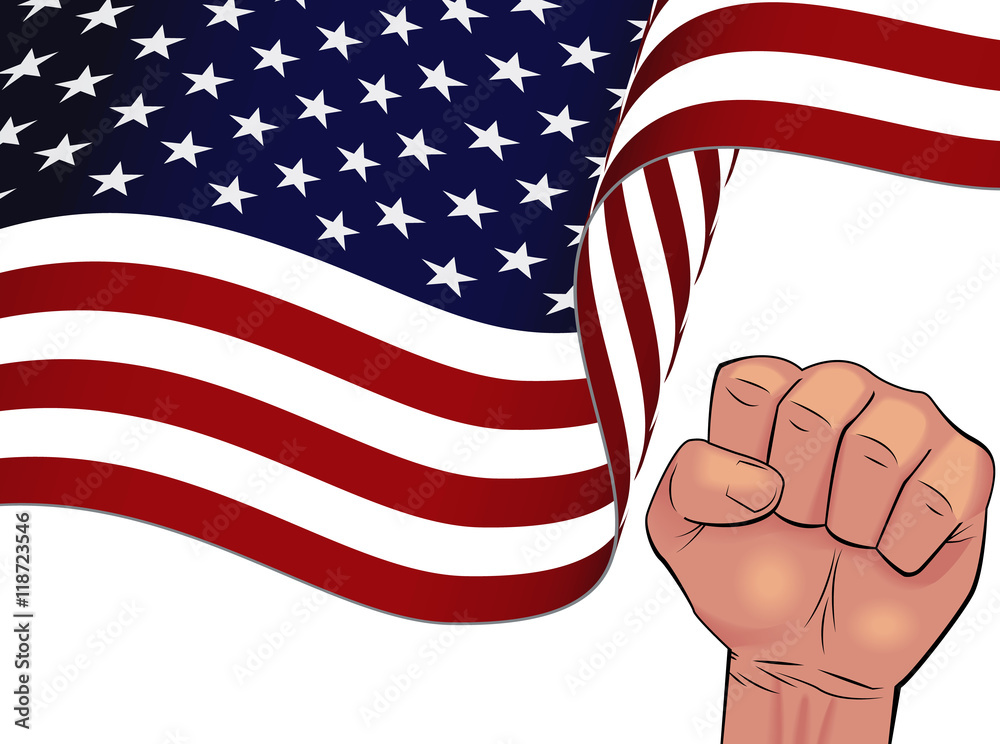 Waving USA flag isolated on white background