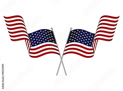 Two crossed waving USA flags