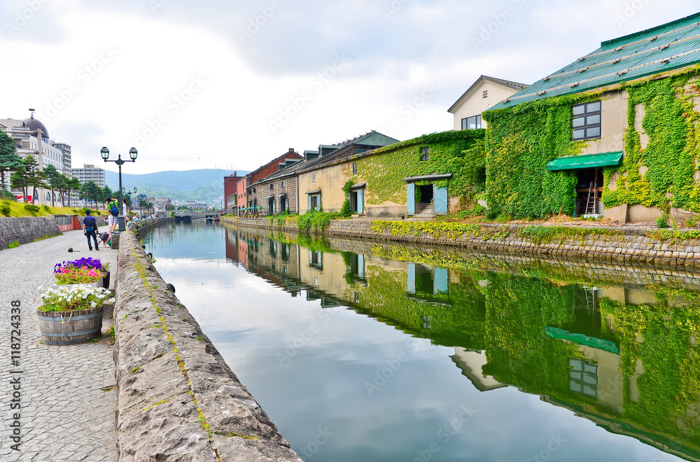 View of the Otaru Canal in summer in Otaru, Hokkaido, Japan