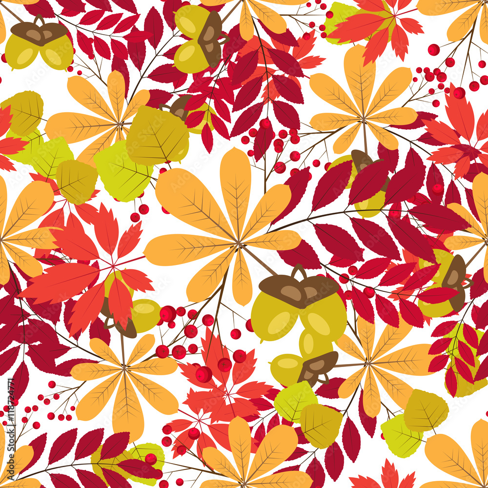 vector seamless pattern. autumn colorful background
