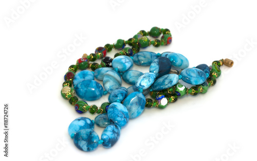 Bead-necklaces on white background