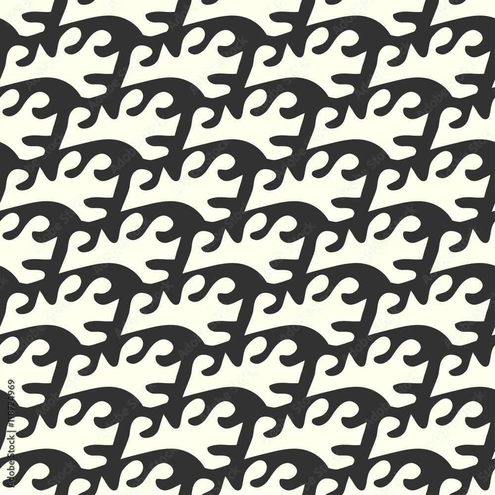 abstract monochrome vintage seamless pattern on a black background