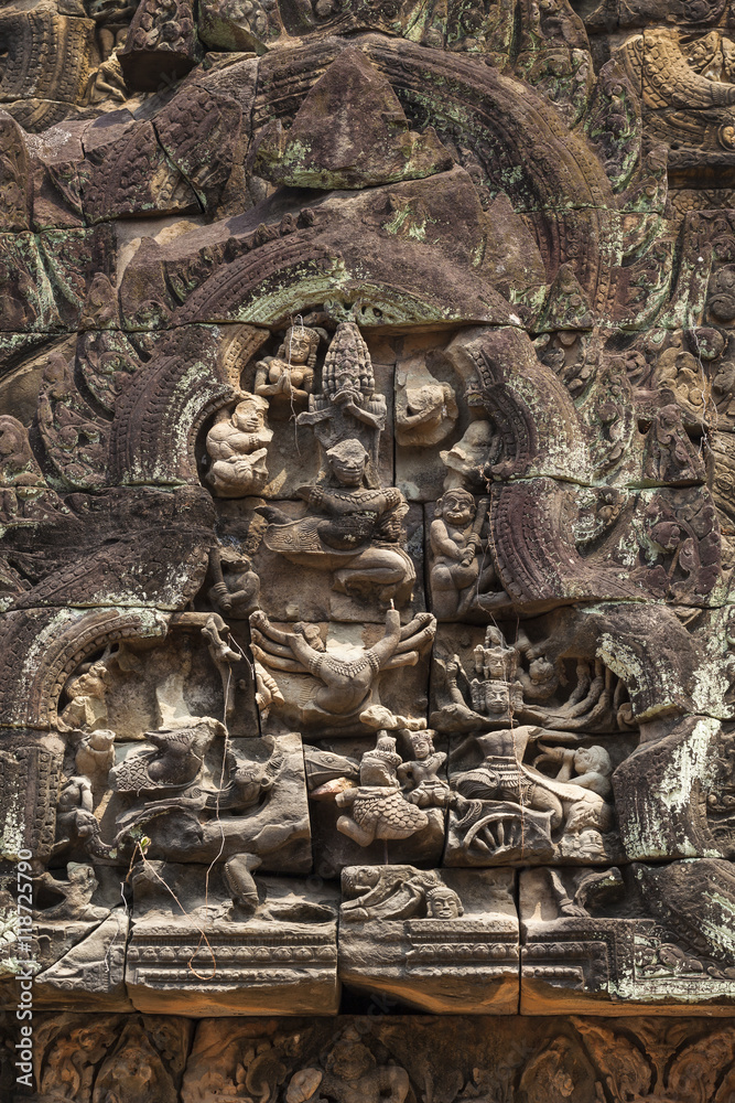 Bas-reliefs in Banteay Samre hindu temple, Angkor, Cambodia Bas-reliefs in Banteay Samre hindu temple, Angkor, Cambodia