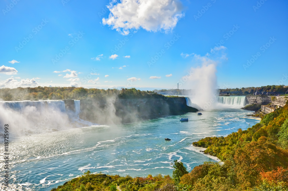 View of Niagara Falls in a sunny day View of Niagara Falls in a sunny day