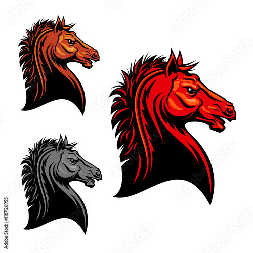 Fiery red wild mustang horse tribal mascot design