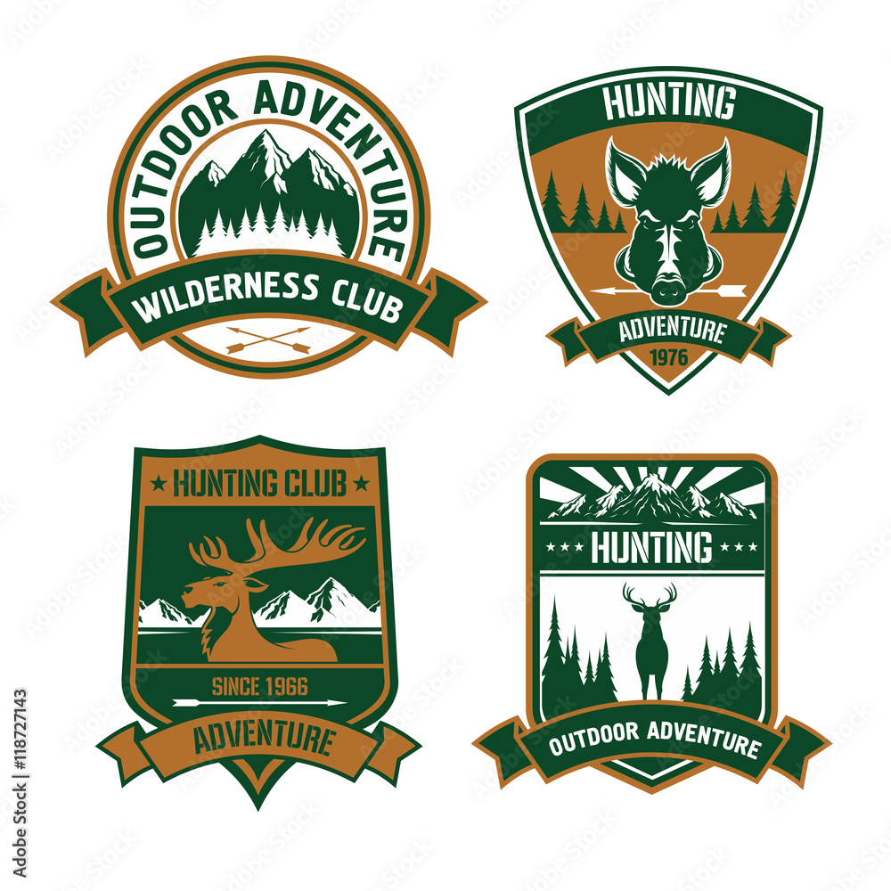 Obraz premium Hunting club emblem icons