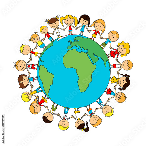Children world friendship cartoon poster