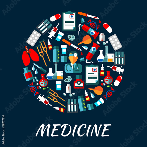 Medicine symbols background with icons