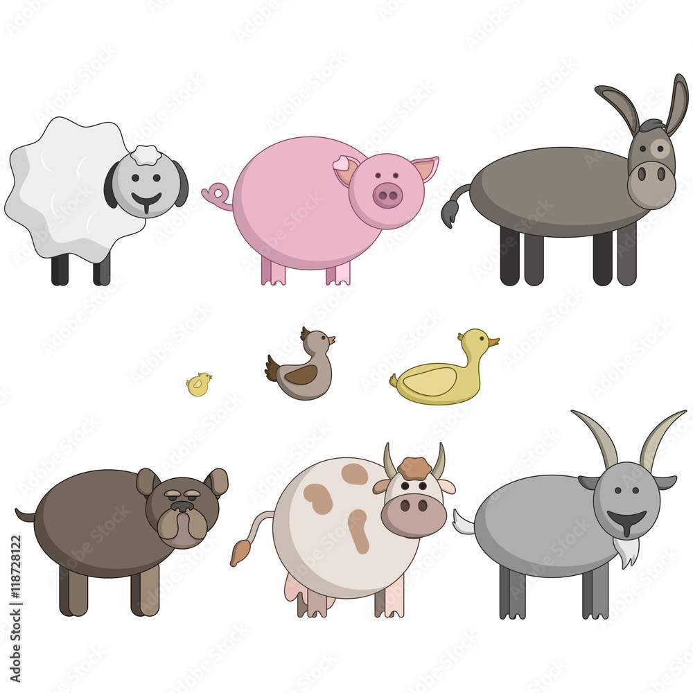 set of illustrations of domestic animals for children set of illustrations of domestic animals for children