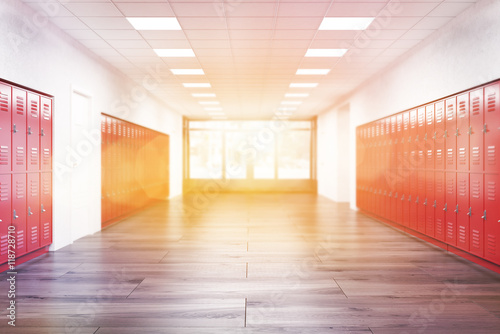 Sunlit lockers in corridor © ImageFlow