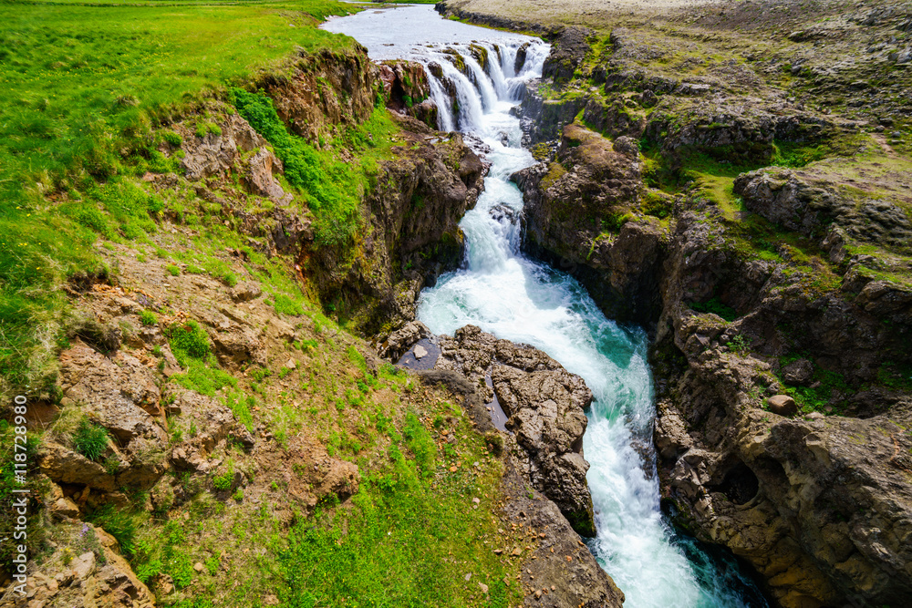 View of waterfall of Kolugljufur