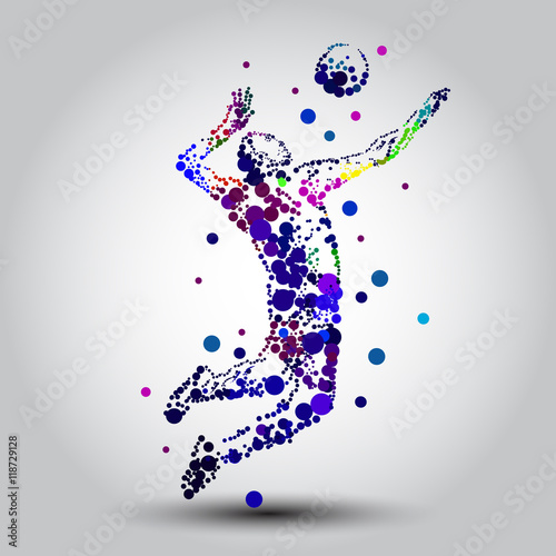 Illustration of abstract volleyball player 