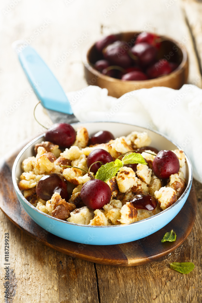 Austrian pancake dessert with cherries Austrian pancake dessert with cherries