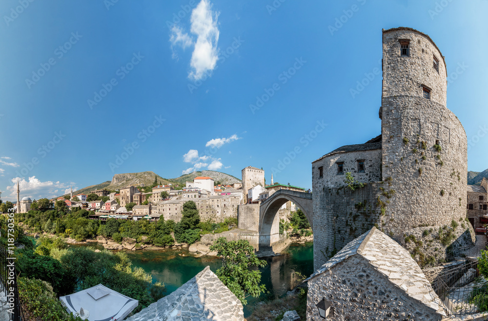 The Old Bridge with river Neretva. The Old Bridge with river Neretva.