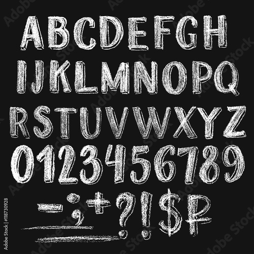 Sans serif chalk roman alphabet photo
