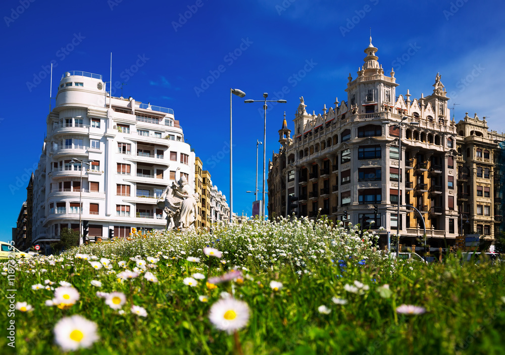 Obraz premium Day view of street in San Sebastian. Euskadi square