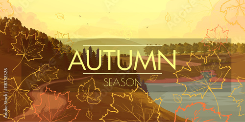 banner with autumn landscape