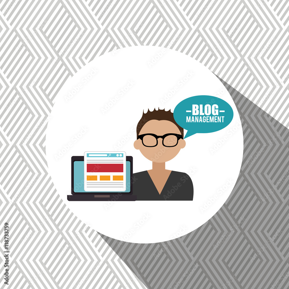 laptop person blog management vector illustration graphic