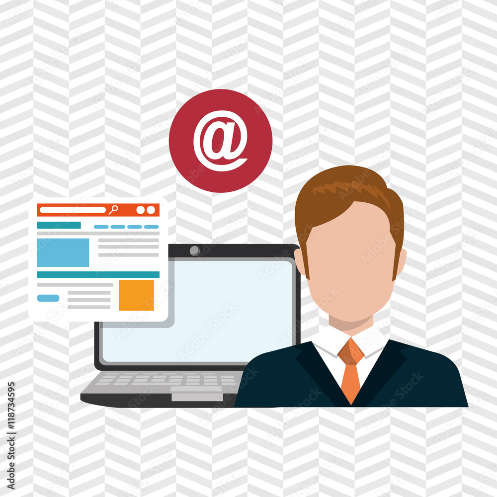 man laptop email document vector illustration design man laptop email document vector illustration design