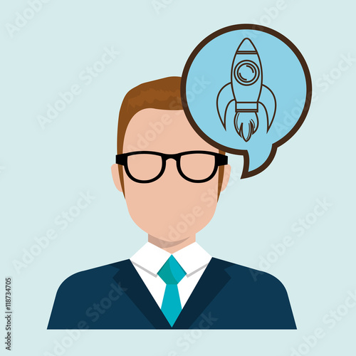 man idea bubble speak vector illustration design