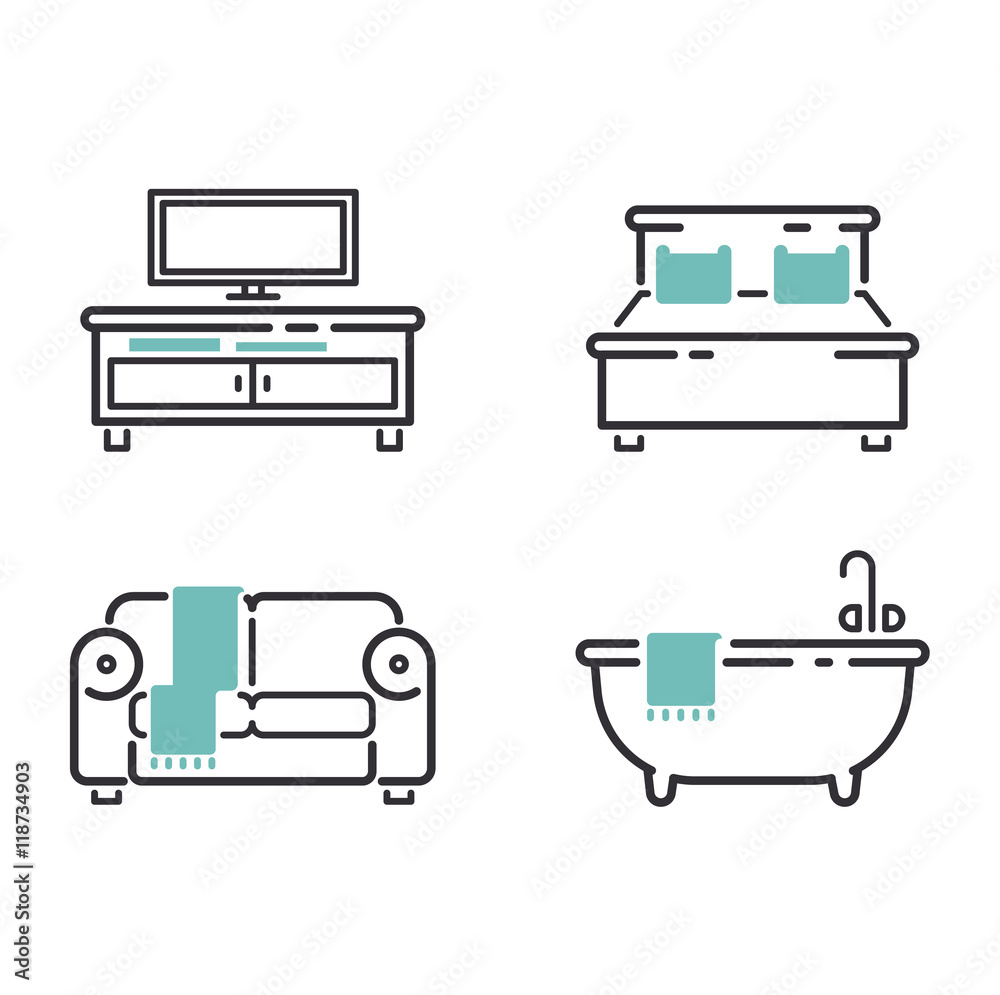 Furniture icons vector illustration. Furniture icons vector illustration.