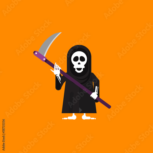 illustration a grim Reaper character for halloween in  flat style