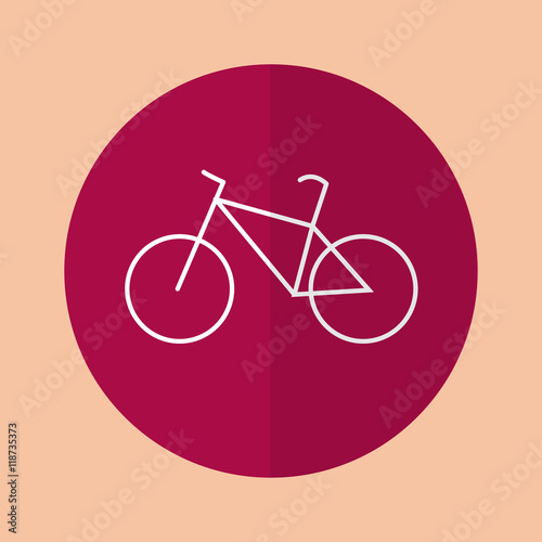 bike in flat design on a burgundy background icon