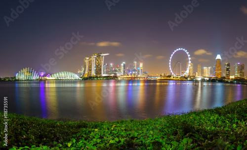 July 9, 2016 - Marina bay in twilight, Singapore city scape