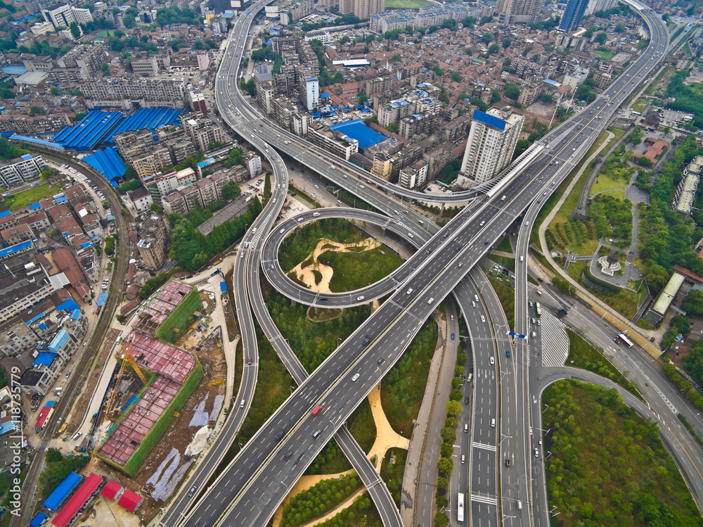 Aerial photography bird-eye view of City viaduct bridge road lan Aerial photography bird-eye view of City viaduct bridge road lan