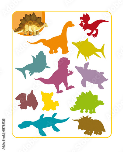 Cartoon dinosaur exercise page - illustration for children