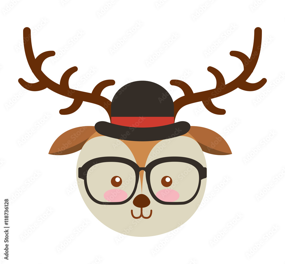 Naklejka premium cute animal hipster style
